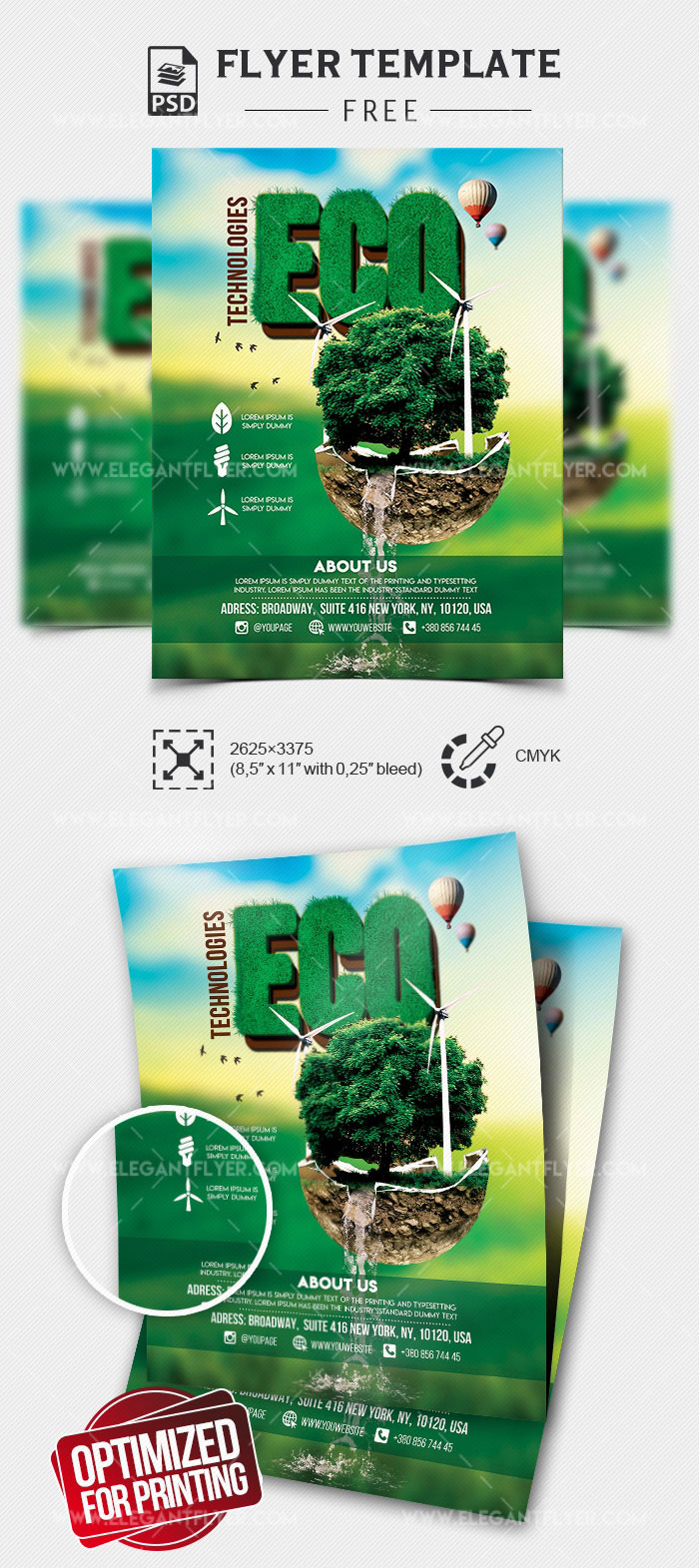 Creative Green Eco Technologies Flyer Template FREE PSD