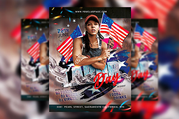 Creative Grunge Labor Day Flyer Template FREE PSD