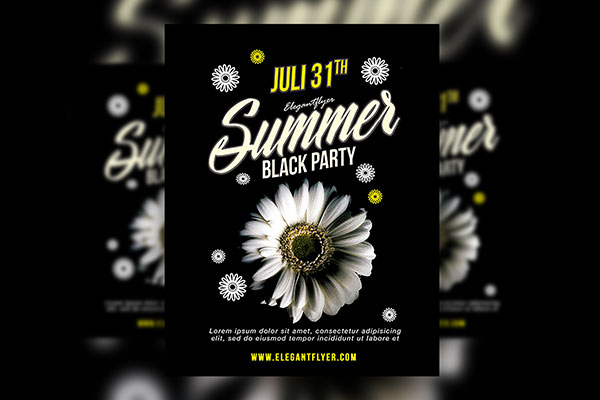 Dark Floral Summer Party Flyer and Facebook Cover Template FREE PSD