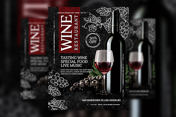 Dark Wine and Dine Restaurant Flyer Template Free Download | Resource Boy