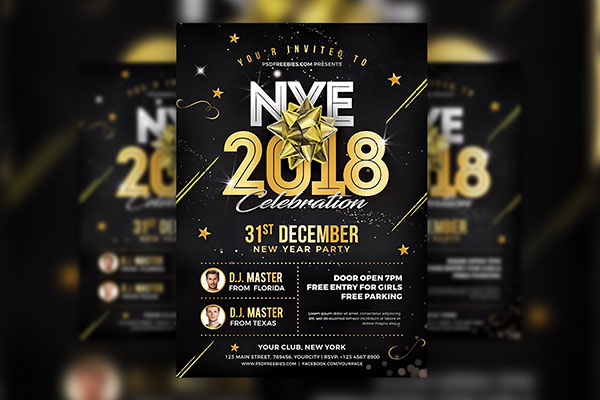 Festive Starry New Year Event Flyer Template FREE PSD