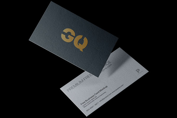 Floating Two Business Cards Mockup from Front and Back Side FREE PSD