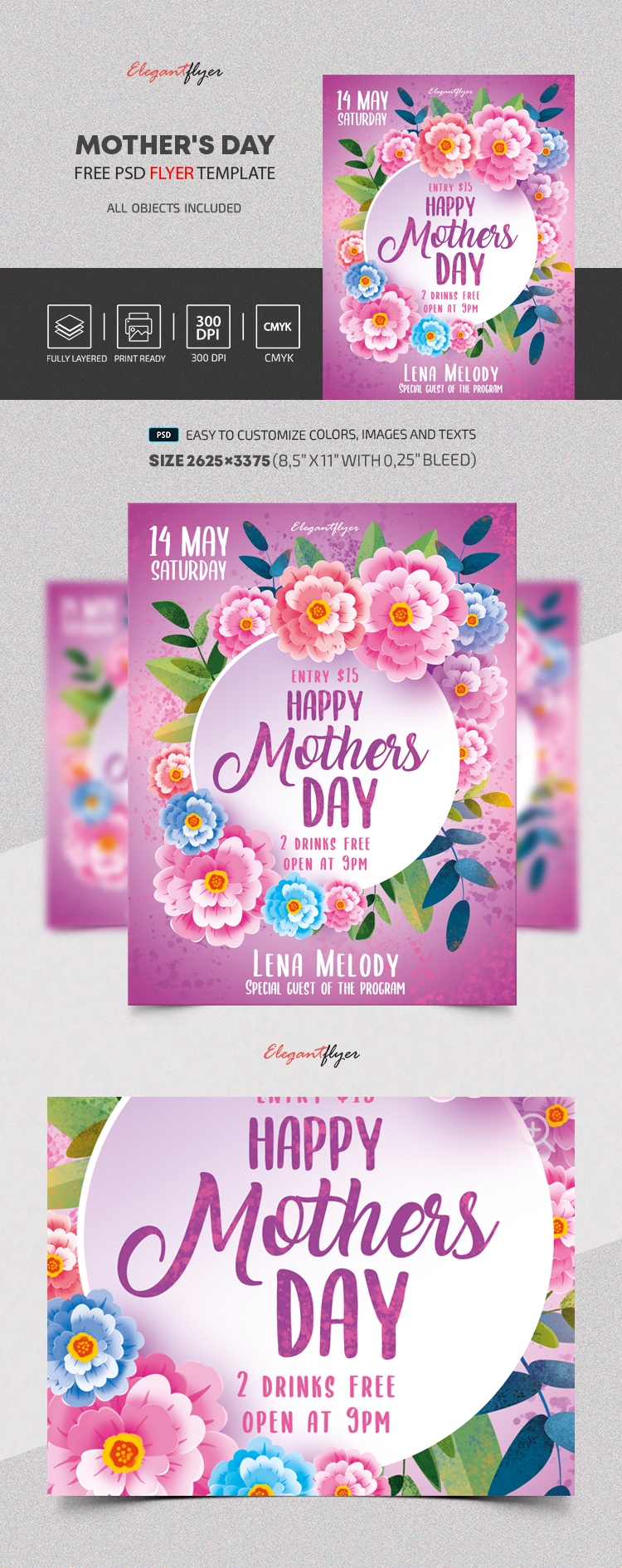 Floral Elegant Mother's Day Flyer Template Free Download | Resource Boy