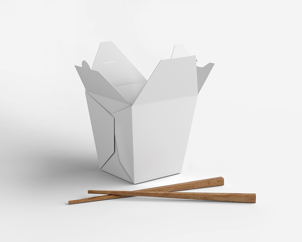 Front View of a Chinese Food Packaging Box Mockup FREE PSD