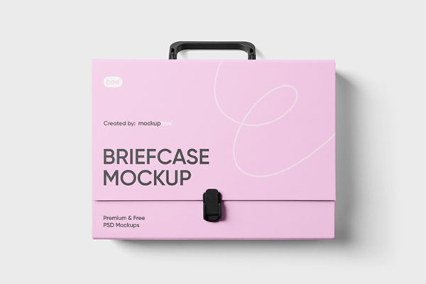 Front View of a Realistic Briefcase Mockup FREE PSD