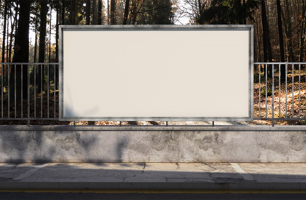 Front View of a Roadside Vertical Advertising Billboard Mockup FREE PSD