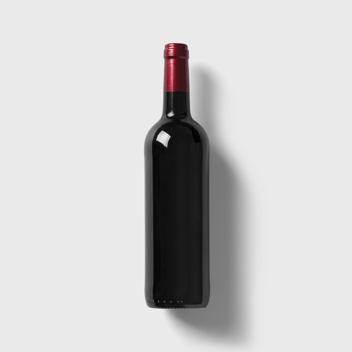 Front View of Wine Bottle Mockup with Soft Shadow FREE PSD