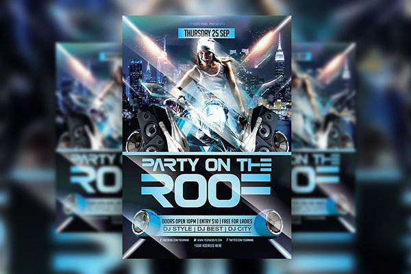 Futuristic Hiphop Party on the Roof Flyer Template FREE PSD