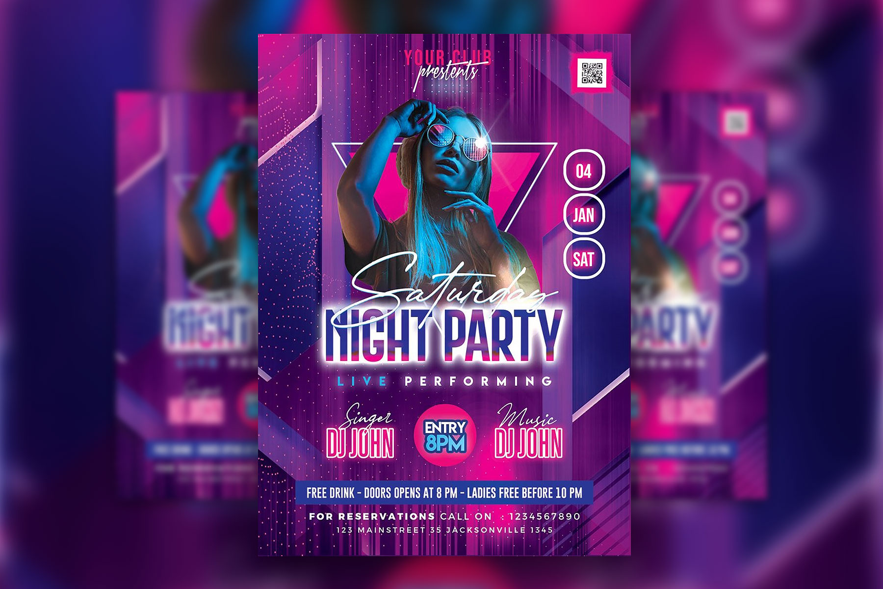 Futuristic Weekend Club Party Flyer Template FREE Resource Boy