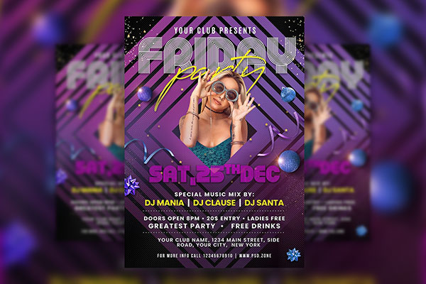 Geometric Gradient Music Party Flyer Template FREE PSD