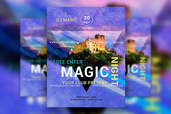Geometric Magic Night Party Flyer and Facebook Cover Template FREE PSD