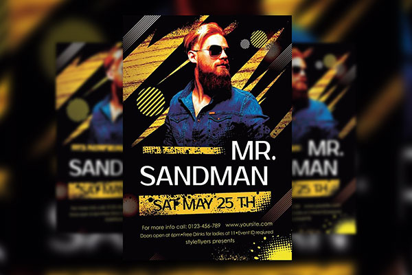 Golden, Black, Modern Concert Flyer Template FREE PSD