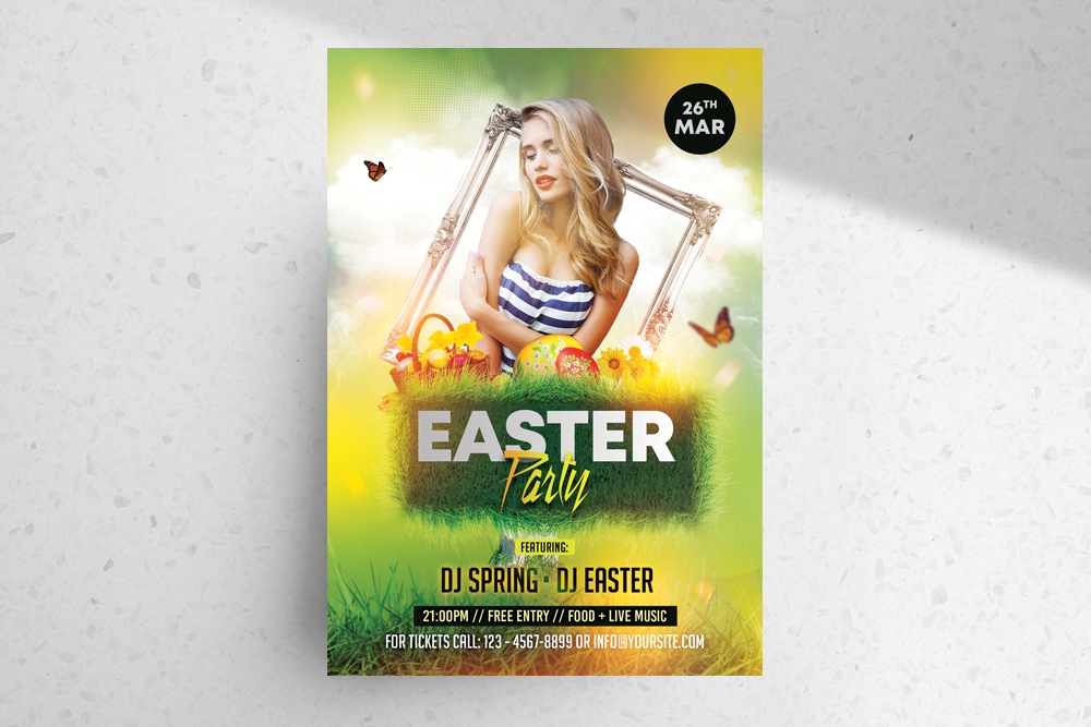 Gradient Spring Easter Party Flyer Template FREE PSD