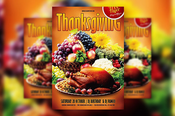 Gradient Thanksgiving Day Flyer and Facebook Cover Template FREE PSD
