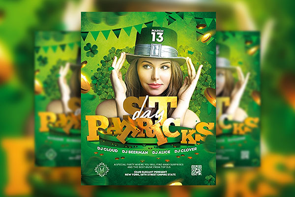 Green and Gold St Patrick's Day Flyer Template FREE PSD
