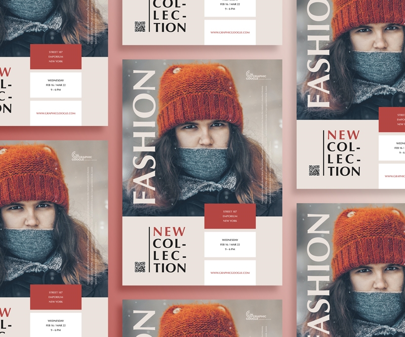 Grid Clean Fashion New Collection Flyer Template FREE PSD