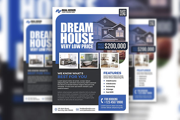 Grid Corporate Real Estate Business Marketing Flyer Template FREE PSD