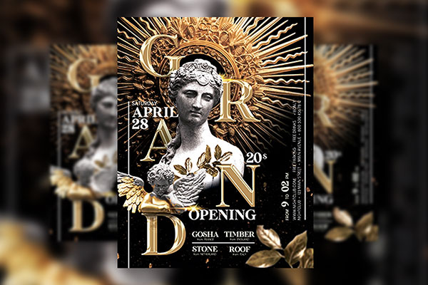 Luxurious and Artistic Grand Opening Flyer Template FREE PSD