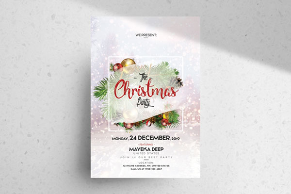 Luxurious Festive Merry Christmas Flyer Template FREE PSD