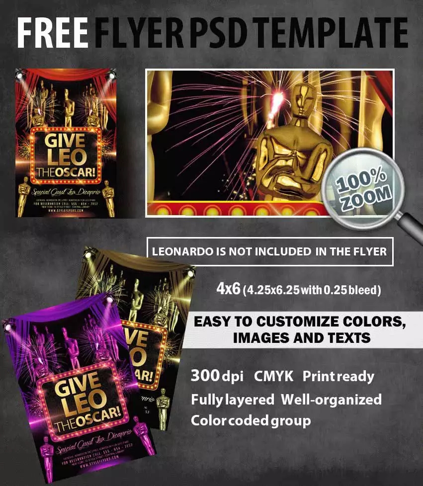 Luxurious Give Leo The Oscar Flyer Template FREE PSD
