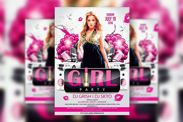 Luxurious Playful Party Girl Party Flyer Template FREE PSD