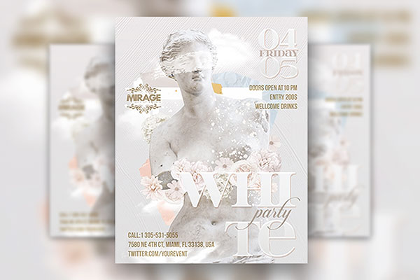 Minimalistic White Party Flyer Template FREE PSD