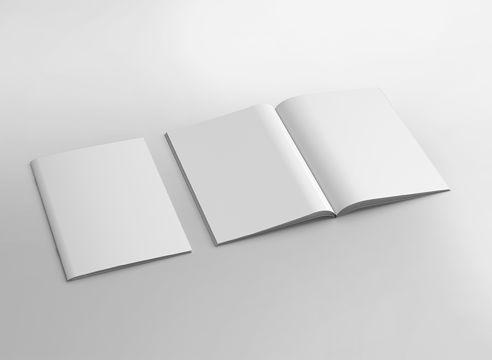 Mockup of 2 A4 Magazines Placed on the Surface in Perspective FREE PSD
