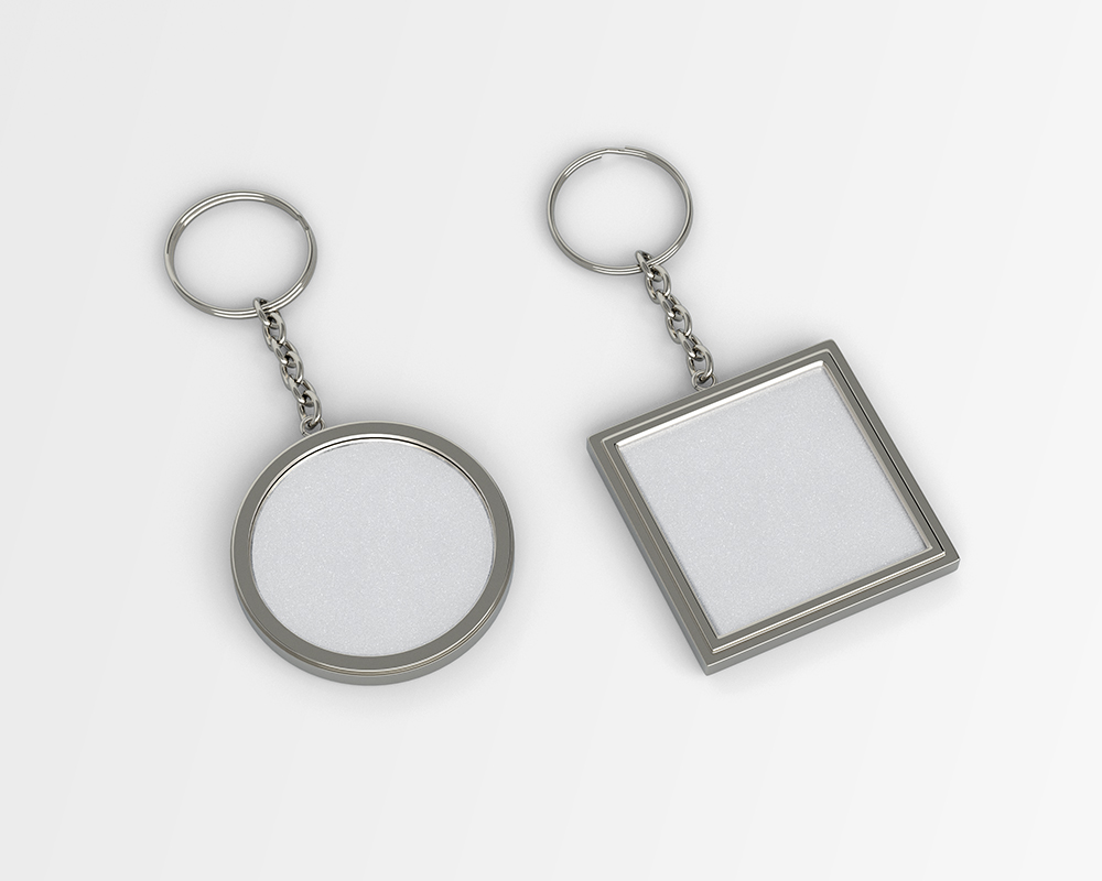 Mockup of 2 Keychains Laid Next to Each Other in Overhead View FREE PSD