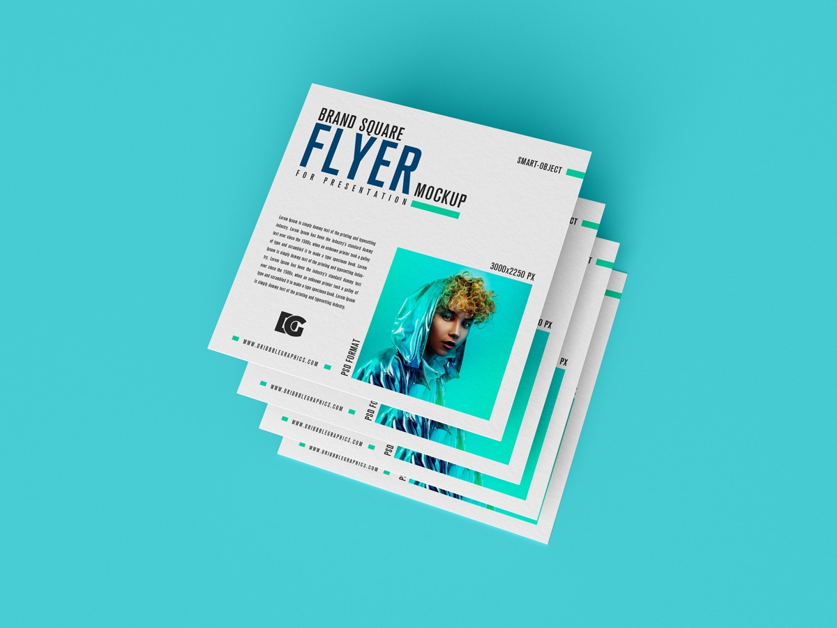 Mockup of Multiple Square Flyers on Top of Each Other FREE PSD