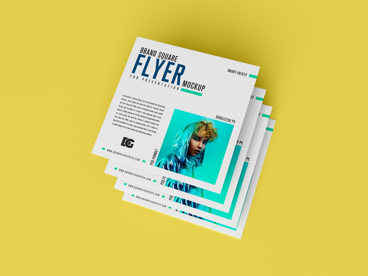 Mockup of Multiple Square Flyers on Top of Each Other FREE PSD