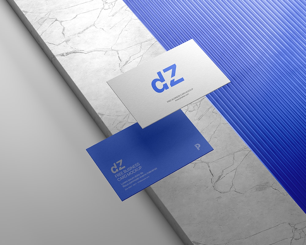 Mockup Showcasing Two Business Cards from Both Sides FREE PSD