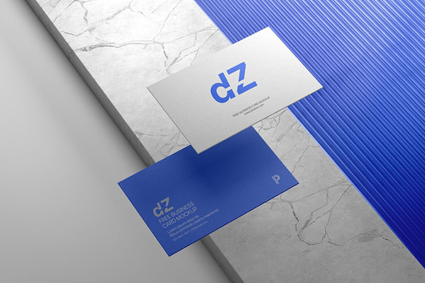 Mockup Showcasing Two Business Cards from Both Sides FREE PSD