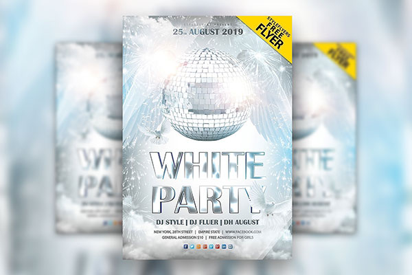 Modern Cloudy White Party Flyer Template FREE PSD