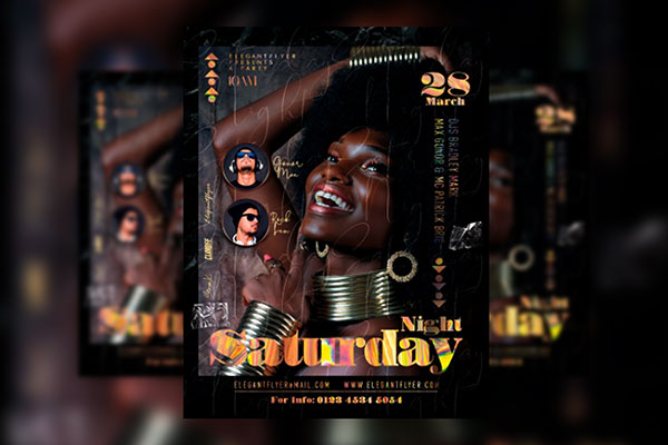 Modern Dark Saturday Night Party Flyer Template FREE PSD