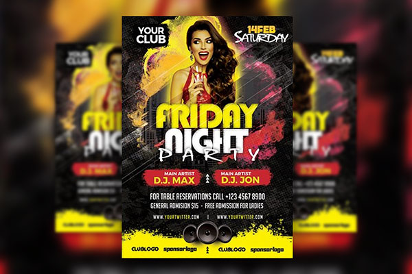 Modern Smokey Friday Night Party Flyer Template FREE PSD