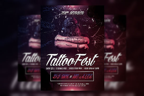 Modern Tattoo Fest Flyer Template (FREE) - Resource Boy