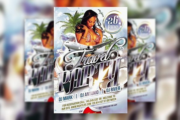 Modern Tropical Travel Party Flyer Template FREE PSD