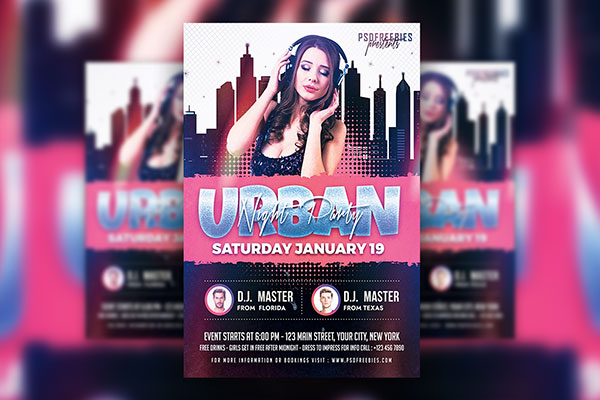 Modern Urban DJ Night Party Flyer Template FREE PSD