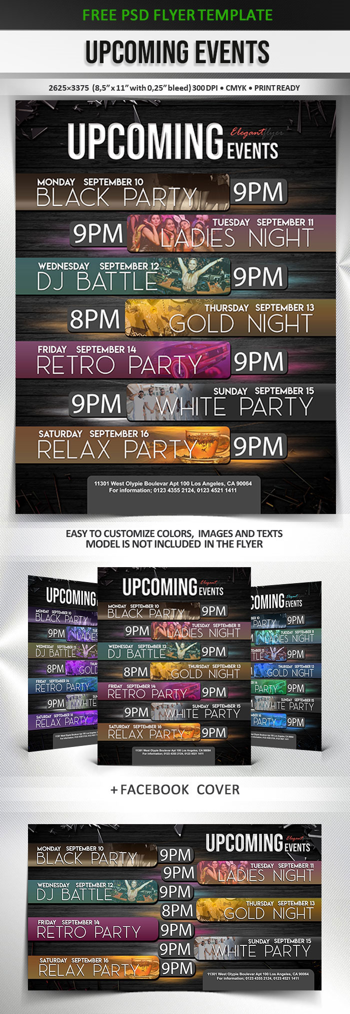 Multipurpose Club Events Flyer and Facebook Cover Template FREE PSD