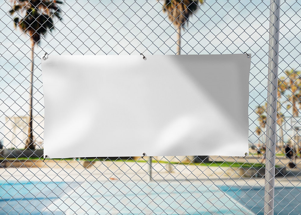 Outdoor Fabric Banner Mockup from a Front View FREE PSD