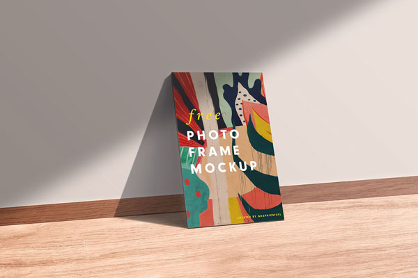 Perspective View of an Interior Photo Frame Mockup FREE PSD