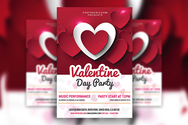 Valentines Day Love Party Flyer Template (FREE) - Resource Boy