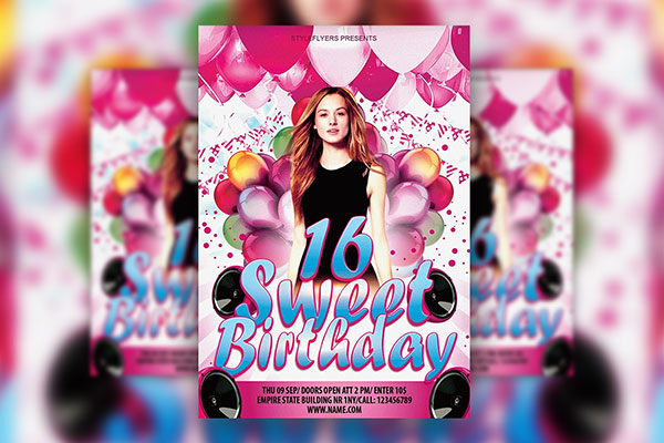 Pink Dotted Birthday Party Flyer Template FREE PSD