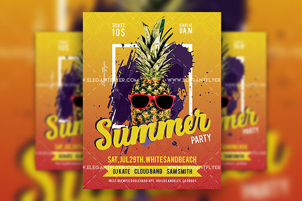 Playful Pattern Summer Party Flyer Template with a Facebook Cover FREE PSD