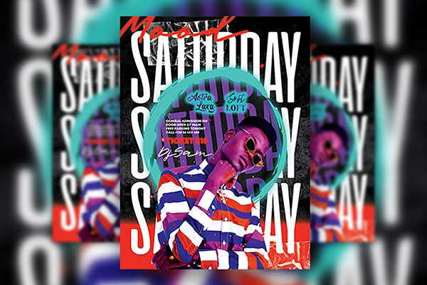 Playful Urban Saturday Mood DJ Event Flyer Template FREE PSD