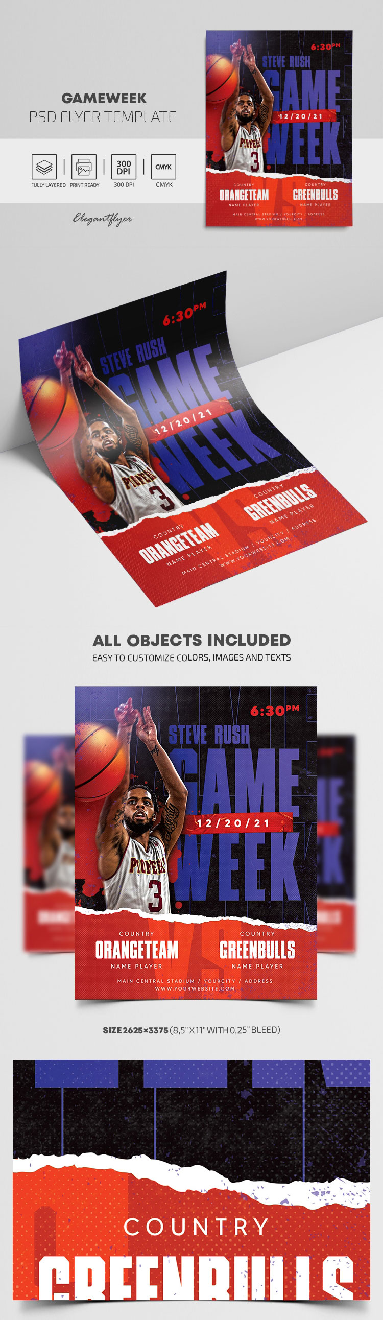 Red and Blue Basketball Event Game Week Flyer Template Free Download ...