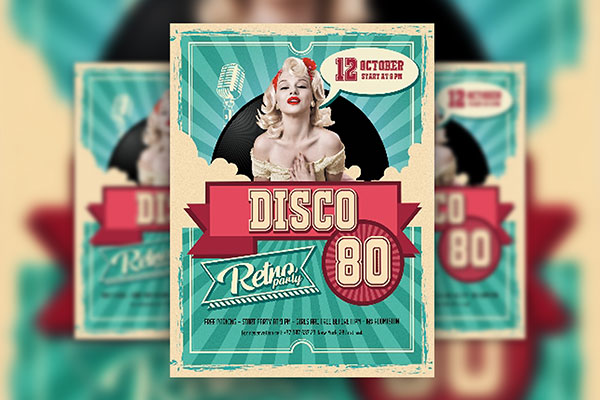 Back To 90's Retro Party PSD Flyer Template #25069 - Styleflyers