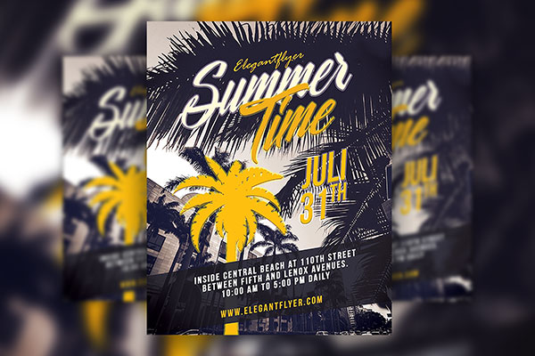 Retro Tropical Summers Time Flyer Template and Facebook Cover FREE PSD