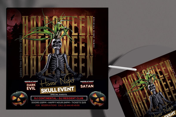 Scary and Dark Halloween Night Party Flyer Template FREE PSD
