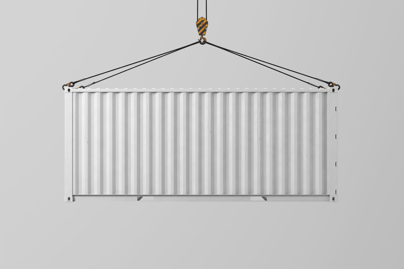 Shipping Container Hung on the Hook in the Front View Mockup FREE PSD